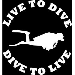   | Auto   Live To Dive Zilver | Autosticker | Scuba   | Scuba Duiker | Scootersticker | Weerbestendig | Diepzee Duiken | Under The Sea | Padi | Diving | Duiksport | Watersport | Oceans | Afmeting ca 17 x 18 CM
